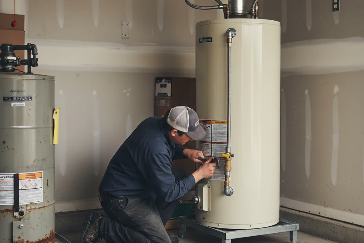 Water heater and shutoff valve replacement in New Baden
